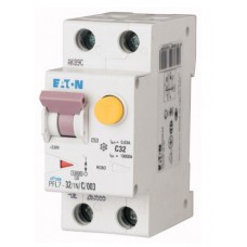 Дифференциальный автоматический выключатель (АВДТ) PFL7-32/1N/B/003, 1P+N, 32A, характеристика B, 10kA, 30mA, тип АC, 2M Eaton