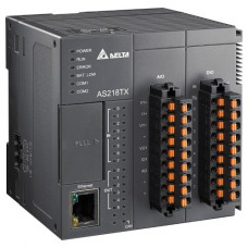 Программируемый логический контроллер AS218TX-A, 8DI, 6TO(NPN), 2AI, 2AO, 24VDC, 64K шагов, 2xRS485, USB, microSD, CANopen, Ethernet Delta