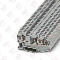 3031393 Клемма проходная ST 4-TWIN /6,2mm, пружинная, 3 присоед., 4(max 6)mm2, 32A, 800V, серая