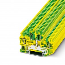 Клемма защитного проводника двухъярусная STTB 2,5-PE /5,2mm, пружинная, со связью потенциала, 4 присоед., 2,5(max 4)mm2, желто-зеленая