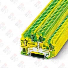 3036026 Клемма защитного проводника двухъярусная STTB 2,5-PE /5,2mm, пружинная, со связью потенциала, 4 присоед., 2,5(max 4)mm2, желто-зеленая