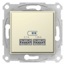 SEDNA USB РОЗЕТКА, 2,1А (2x1,05А), БЕЖЕВЫЙ Schneider Electric
