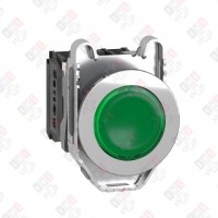 XB4FW33G5 КНОПКА 22ММ 120В ЗЕЛ. С ПОДСВЕТКОЙ, ЗАПОДЛИЦО, 1НО, 1НЗ, МЕТАЛЛ