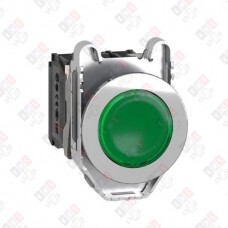 XB4FW33M5 КНОПКА 22ММ 230В ЗЕЛ. С ПОДСВЕТКОЙ, ЗАПОДЛИЦО, 1НО, 1НЗ, МЕТАЛЛ