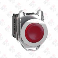 XB4FW34G5 КНОПКА 22ММ 120В КРАСНАЯ С ПОДСВЕТКОЙ, 1НО, 1НЗ, ЗАПОДЛИЦО, МЕТАЛЛ