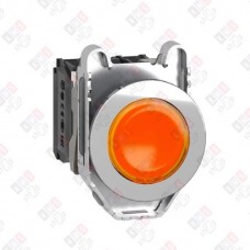 XB4FW35M5 КНОПКА 22ММ 230-240В ЖЕЛТАЯ С ПОДСВЕТКОЙ, 1НО, 1НЗ, ЗАПОДЛИЦО, МЕТАЛЛ