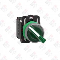 XB5AK123M5C0 ПЕР-ЛЬ 22ММ 2 ПОЗИЦИИ, 230В ЗЕЛ. С ПОДСВЕТКОЙ, ЗАПОДЛИЦО, 1НО, 1НЗ, ПЛАСТИК C0