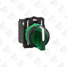 XB5AK133B5 ПЕРЕКЛЮЧАТЕЛЬ С ПОДСВ., ЗЕЛЕН., ПЛАСТИК, 3 ПОЗ., 1НО+1НЗ, С ФИКС., 24 В
