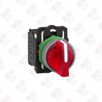 XB5AK134M5C0 ПЕР-ЛЬ 22ММ 3 ПОЗИЦИИ, 230В КРАСН. С ПОДСВЕТКОЙ, ЗАПОДЛИЦО, 1НО, 1НЗ, ПЛАСТИК C0