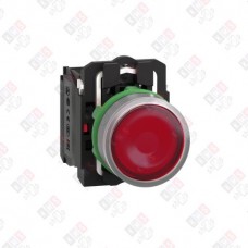 XB5AW34M5C0 КНОПКА 22ММ 230-240В КРРАСНАЯ С ПОДСВЕТКОЙ, ЗАПОДЛИЦО, ПЛАСТИК C0