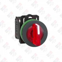 XB5FK134M5 ПЕР-ЛЬ 22ММ 3 ПОЗИЦИИ, 230В КРАСН. С ПОДСВЕТКОЙ, ЗАПОДЛИЦО, 1НО, 1НЗ, ПЛАСТИК